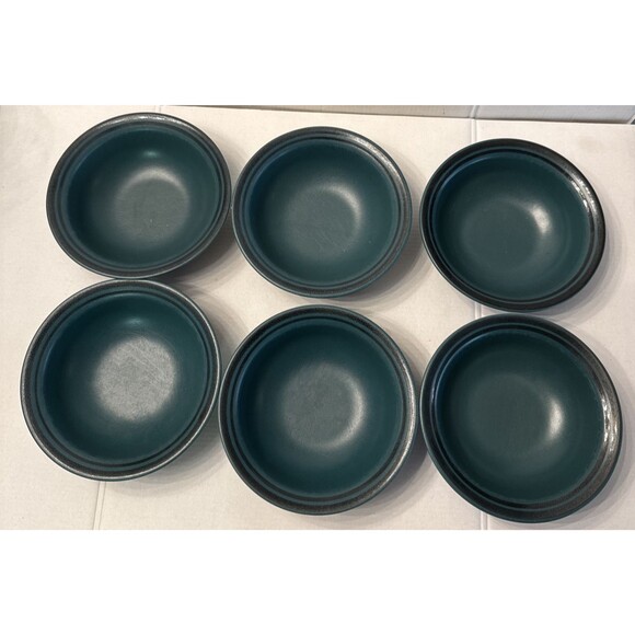 Set Of 6 Pfaltzgraff Solstice Green Cereal Soup Bowls USA 6 3/8” Vintage 1990s - Picture 2 of 5